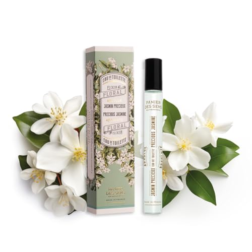 Panier des Sens White Jasmine Perfume - Roll-on Eau de Toilette 0.3 Floz - Mini Perfume for Women - Non Lingering & Light Travel Perfume - Intense & Floral Fragrance