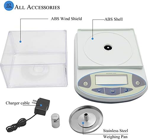 Bonvoisin 0.001g Electronic Analytical Balance High Precision Laboratory Lab Scale 1mg Precision Weighing Scale Scientific Scale Jewelry Scales Gold Kitchen Scale Balance with Windshield (500gx0.001g)