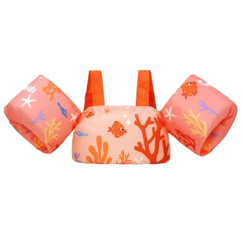 Gogokids Colete flutuante para crianças com pulseira, colete flutuante de natação, seguro e confortável, dispositivo de treino de natação para crianças dos 2-6 anos, 30 a 50 kg