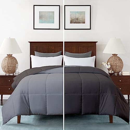 Image of Razzai Restful Sleep Microfiber Summer Season Ac Reversible Comforter 220 GSM (90 inch x 90 inch Inches /228cm x 228cm) - Queen Size Comforter|Silver /Dark Grey|