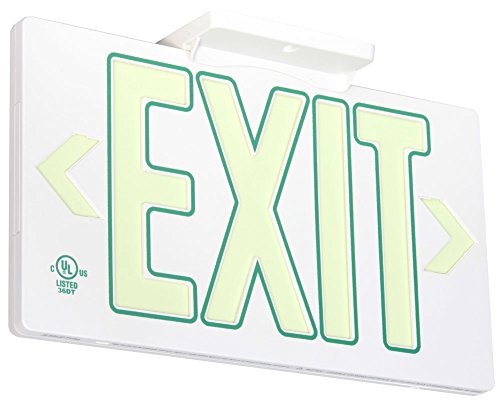 Ul Listed 50 Foot Jessup Glo Brite 7120-B Exit Sign, Single Sided With Frame, White With Green Outline, 8.75-Inch X 15.5-Inch (Mounts 4 Ways, Includes Bracket And Arrows) #TOP26