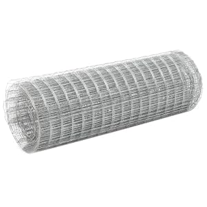 Gecheer Maschendraht Verzinkter Stahl 25x0,5 m Silbern, Gartenzaunpfähle Drahtzäune für Zäune Gemüsebeete Hühnergehege Weidegrundstück143618