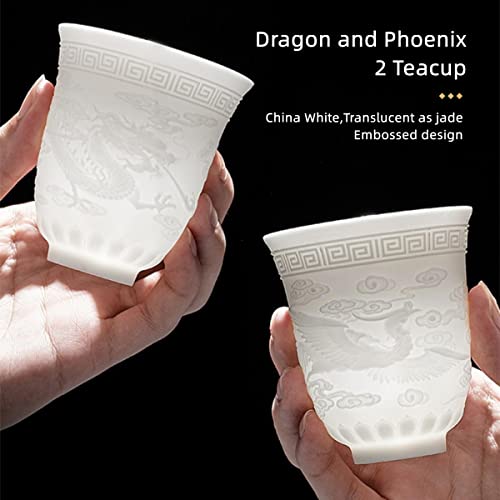 Weopycj Ceramic Tea Cup No Handles,Asian Traditional Japanese Tea Cups,Dragon And Phoenix Design Tea Cups For Sake,Tea,Wine,Espresso Cups (4.8Oz) #TOP3