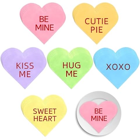 300 Pieces Valentine's Day Heart Napkins Conversation Heart Napkins Disposable Heart Shaped Paper Napkins Heart Beverage Napkins for Valentine’s Day Party Supplies Cover