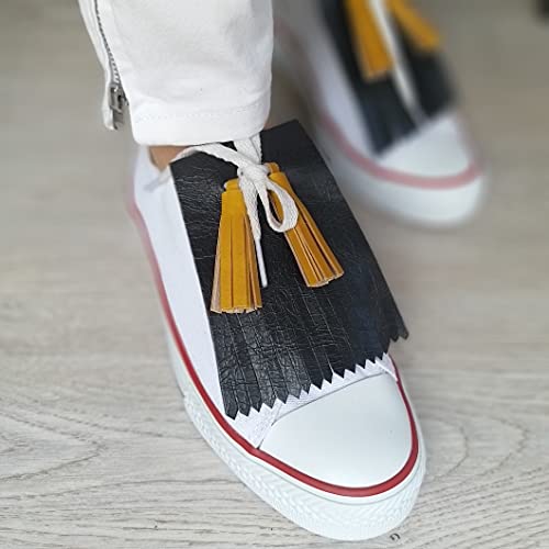 Mustard Yellow Tassels Purse Charm | Yellow Leather Tassel Shoe Clips For Custom Sneakers | Fringes For Bridal Sneakers (Mustard Yellow, Set Of 4 Tassels) #TOP6