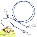 Chew Proof Dog Leash, 6.6 Ft Metal Cable Dog Lead with Detachable Short Dog Leashes Handle Heavy Duty Tether Steel Wire Dog Leash Double Heads Dog Tie Out Cable for Small Medium Large Dogs