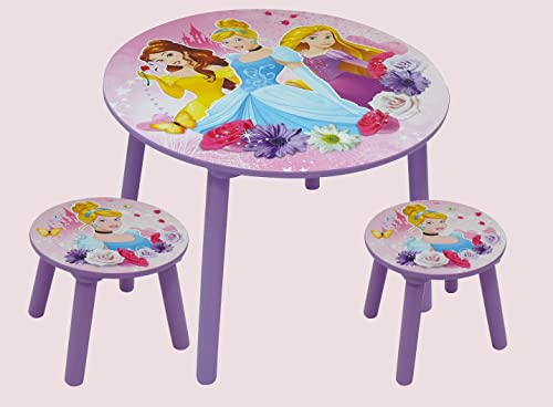 Ensemble Table et 2 tabouret en bois Disney Princesses