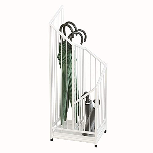 Sywlwxkq Umbrella Stand Rack,Umbrella Stand Creative Nordic Wrought Iron,Large Capacity Umbrella Bucket for Home Hotel,Two-Layer Umbrella Slot,White