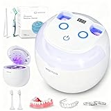 Ultraschallreinigungsgerät 45KHz mit 200mL Dental Pod, 4 Modi Ultraschallreiniger, UV Ultrasonic Cleaner für Zahnersatz, Zahnschiene, Retainer, Zahnspangen, Aligner, Zahnprothesen, Mundschutz, Schmuck