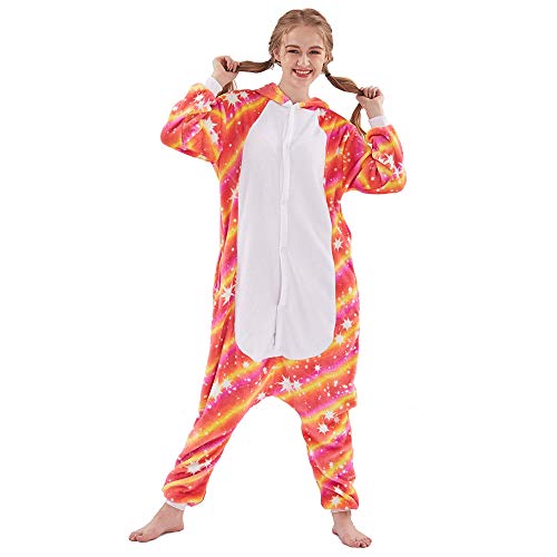 Flanella Accappatoio，Unicorno Unisex Cartone Animale Monopezzi Pigiama ，Donna e Uomo Loungewear Cosplay Indumenti da Notte， per Halloween Carnevale Compleanno e Altri Eventi Speciali
