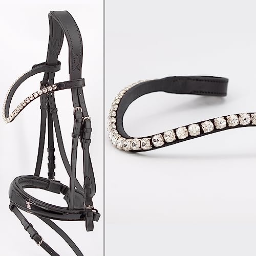 Heinick Trense Performance Schwedisch Lack Abnehmbarer Sperrriemen Schnallen ~ Vollblut ~ Auswahl (Stirnriemen Quick-Change Glow-Silver)