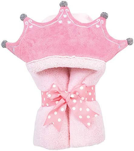 Image of Princess Crown Hooded Baby Bath Towel for Girls | Ultra Soft Premium Cotton | Perfect Baby Shower Gift