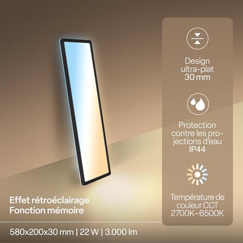 Plafonnier LED plat avec télécommande B.K.Licht noir