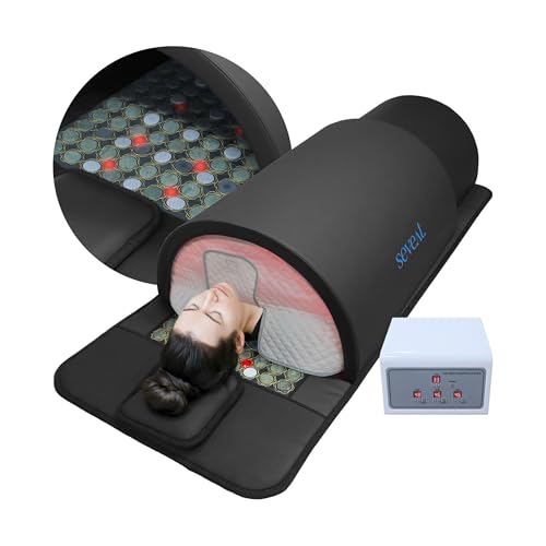 Seveat Portable Infrared Sauna Dome | 1300W Power | Near-Zero EMF | Full-Body Dry Sauna with Therapeutic Jade Stones | Home Wellness & Relaxation (Black)