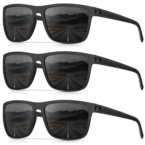 Cifoya Square Polarized Sunglasses 3 Packs (Black)