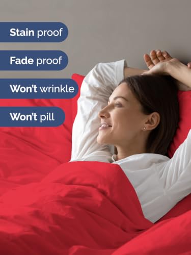 Image of Duvet Cover Queen Size - Extra Soft 3 Piece with Zipper Closure - Red