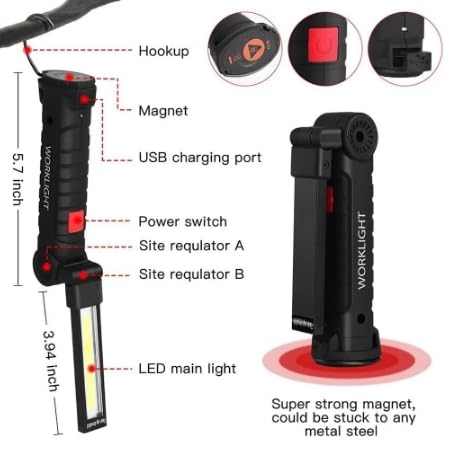 AB Tools-US Pro Super Luminosa Ruotando Di 360 Gradi 3 W LED COB Luce Di Ispezione Lampada Di Lavoro - Foto 3