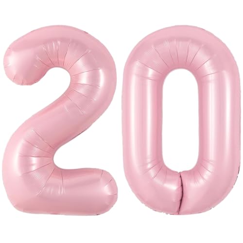 Image of Number Balloons Pink Party Balloon - Giant Number 20 Balloon, 40 Inch Large Balloon, Birthday Decorations for Women, Birthday Balloon for Anniversary Baby Shower Princess Party Decorations