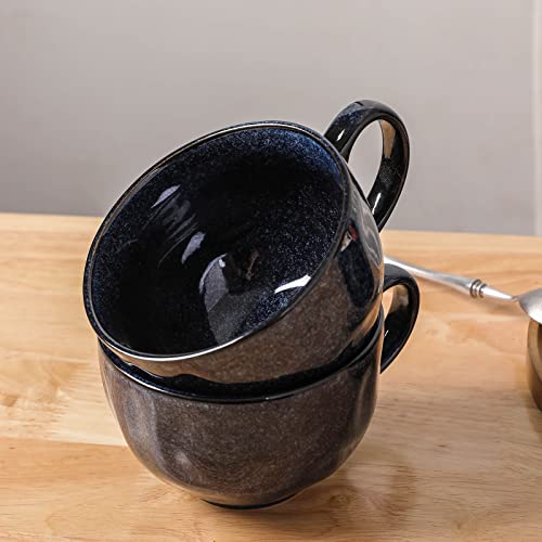 Vicrays SOUP-MUG Jumbo Soup Mug Coffee Large - Ceramic Wide Oversized Extra Big Handle Bowls Latte Friends Mug Set Gaint Cereal Oatmeal Cappuccino Cup Set 27 Oz thumb #4