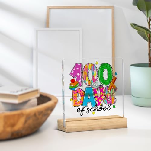 Woght Children's gifts1 100th Day Acrylic desktop baby 100 days decorations 100th day for Girls Classroom Activities Project Party Favors，It's Fine Everything Is Fine,Cartoon Emotions Friends4