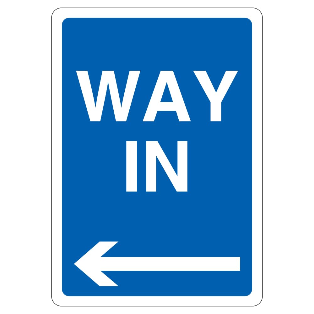 V Safety Way In - Arrow Left 210 x 297 mm (A4) - 1mm Rigid Plastic Safety Sign