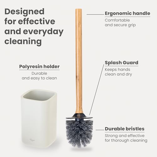 Image of Vigar Zense Toilet Brush and Holder Set, Polyresin Stone, Light Gray