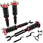 Coilover Struts Spring Shocks Adjustable Height Coilovers Suspension Struts Coil Spring Shocks and Struts Full Set Kits ECCPP Fit for 1992 93 94 95 96 97 98 99 2000 2001 for Honda Prelude - Red