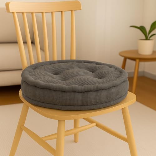 Fleece ROUND Armchair Booster Cushion Booster Seat Pad Dining Chair Thick Firm Cushion, Ideal for Home, Office, Garden, Pregnancy, Maternity, Elderly, Post Surgery (Grey)