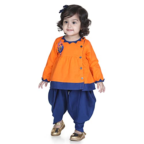 Image of BownBee Ethnic Wear Cotton Kurta Dhoti Traditional Dress Set for Baby Boys, Front Open Embroidered With Full Sleeves and V Neckline, Ideal for All Festivals