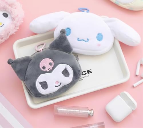 Cinnamoroll Face Shaped Plush Zipper Pouch Coin Purse with Carabiner Clip2