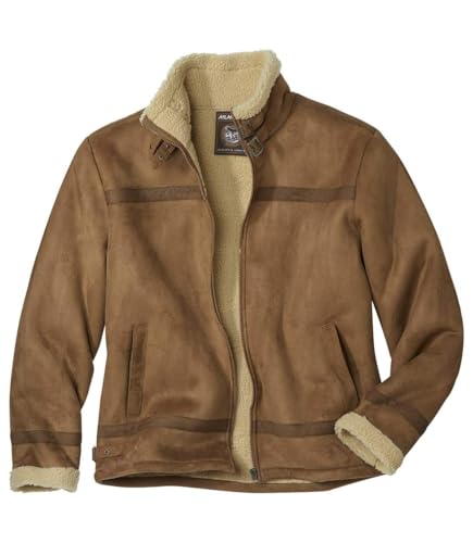 ATLAS FOR MEN - Jacke Abenteurer mit Teddyfutter - Fliegerjacke Herren - Cargo Jacke - Pilotenjacke - Braune Jacke Herren - In großen Größen erhältlich