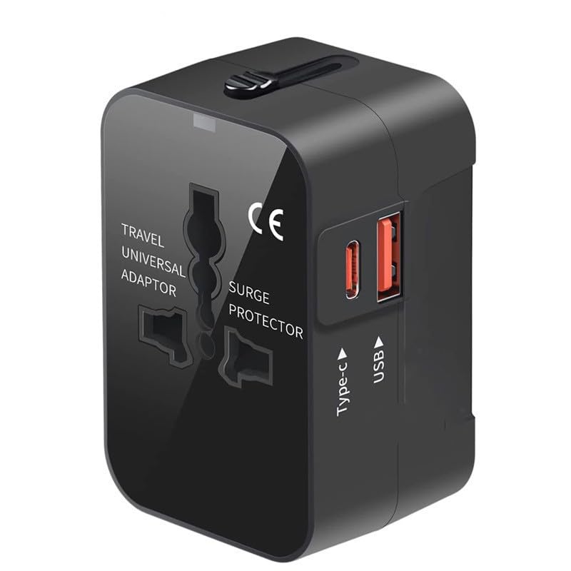 iCare Universal Travel Adapter with USB & Type-C Port | 20W Multi-Plug International Travel Charger | Compatible with Smartphones, Tablets & Laptops | Worldwide Travel Adapter for US, UK, EU & AU
