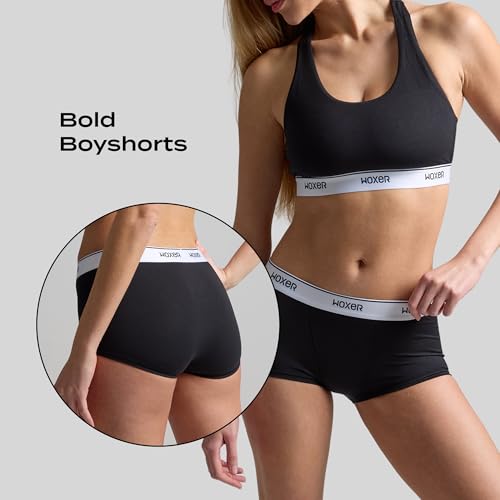 Image of Woxer Womens Boxer Briefs Underwear - Ultra Short Boyshorts Panties, Modal Fabric, Chafe-Free, Boxers for Sleep & Gym