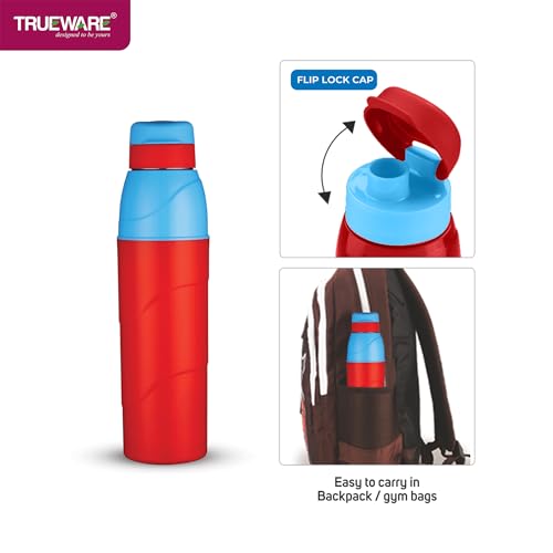 Image of Trueware Wave 500 ML Plastic Insulated Water bottlle for Cold Water, BPA Free, Food Grade, Leak Proof, Airtight