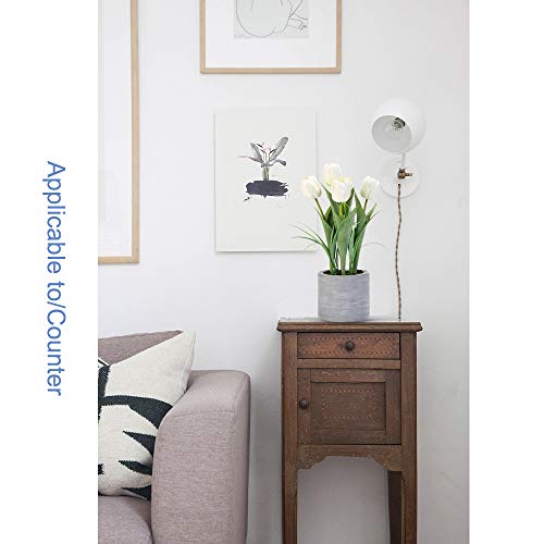 Jusdreen Artificial Potted Tulips Flowers With Cement Vase Vivid Tulip Flowers Arrangement For Home Office Décor House Decorations(5 White Tulips) #TOP4