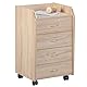 Inter Link – Rollcontainer mit Schubladen -Bürocontainer Standcontainer - Rollschrank Schubladenkommode Büroschrank 4 Sonoma Eiche - Novi, Holz