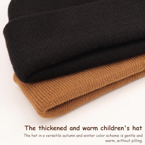 DRESHOW BQUBO 2 Pack Toddler Beanie Hats Baby Winter Hat Soft Baby Beanie Hat Children Knit Warm Cap Kids Hat for Boys Girls2