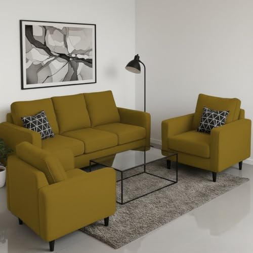 Image of The MM Furniture store Premium Fabric Sofa - Camel (3+1+1 Seater)