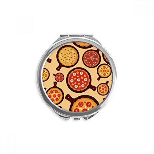 Miroir rond maquillage portable au motif pizza italienne multicolore