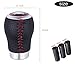 Bashineng Leather 5 Speed Shift Knob Gear Stick Shifter Handle Transmissions Fit Most Manual Cars Truck SUV Vehicle (Red Suture)