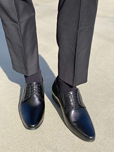Image of CALTO Men's Invisible Height Increasing Elevator Shoes - Black Premium Leather Lace-up Formal Derby Oxfords - 3 Inches Taller - Y5051 - Size 8.5 D(M) US