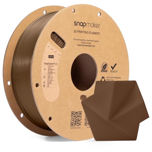 Image of Snapmaker PLA Basic Filament 1.75mm,Snapspeed 3D Printer Filament for Up to 300mm /s High Speed Printing,Dimensional Accuracy + /- 0.02 mm,Clog-Free for Most FDM Printers,1kg Spool (2.2lbs)(Brown-RFID)