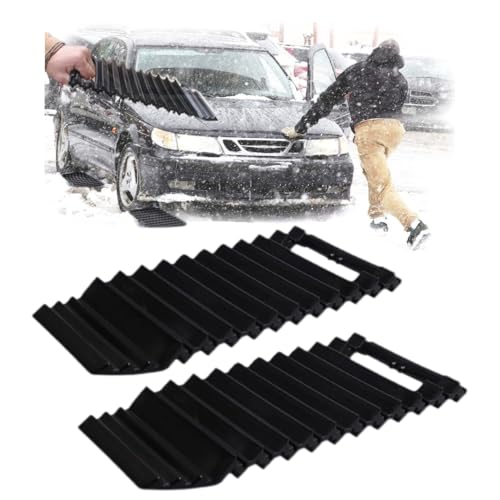 Tire Traction Mat Traction Boards Recovery Track Portable Emergency Devices Tire Traction Mats for Pickups Snow Ice Mud and Sand Used to Cars Trucks Van or Fleet Vehicle (2 Pack)