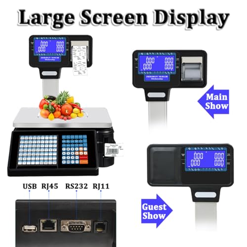Báscula digital comercial con doble pantalla y etiqueta miniatura 5