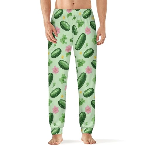 Cucumber Print Men's Pajamas Pants Lightweight Sleep Lounge Pant Pjs Bottoms Casual Sleepwear