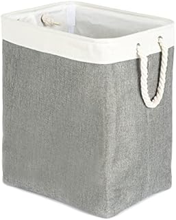 LIVIVO Large Canvas Storage Fabric Foldable Portable Waterproof Laundry Hamper With Rope Handles Washing Bin Baskets Space Saving Suitable For Bedroom Laundry Room Bathroom (Grey)