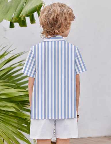 Image of Arshiner Boys Casual Short Sleeve Button Down Shirt Fashion Textured Summer Beach Shirt 3-13 Years Old