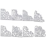 hobbyhub 8Pcs Flowers Corner Metal Die Cuts,2 Inches Embossing Template Stencil Mould for Card Scrapbook Making,DIY Album Decor
