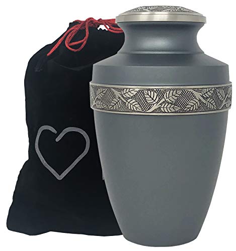 Image of Revere Rustic Pewter Adult Urn - Momentful Life Metal Adult Cremation Urn - Hand Engraved Accents