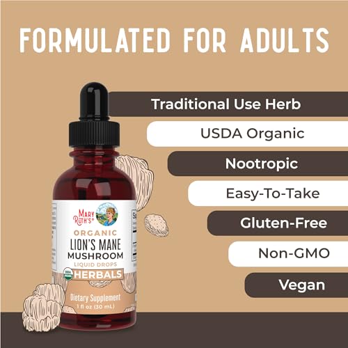 Maryruth Organics LIONSMANE Lions Mane Mushroom Supplement, Upto 2 Month Supply, Nootropic Usda Organic Lions Mane Extract Nervine Herbal Liquid Drops, Brain Health Non-Gmo Vegan Alcohol Free Tincture thumb #5